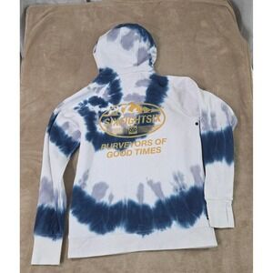686 Purveyors Of Good Times Sweatshirt Men Small Tie Dye White Blue Face Cover
